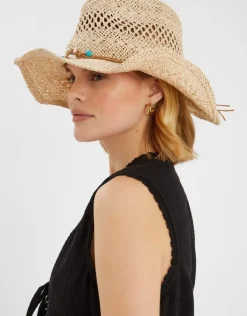Accessorize Shell Beaded Straw Stetson Hat