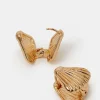 Accessorize Shell Huggie Hoop Earrings Gold