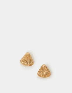 Accessorize Shell Huggie Hoop Earrings Gold