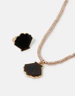 Accessorize Shell Mood Ring and Necklace Set