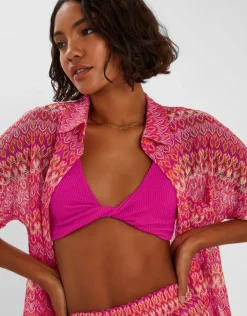 Accessorize Short Sleeve Crochet Shirt Multi
