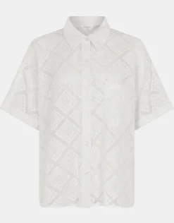 Accessorize Short Sleeve Lace Shirt Ivory