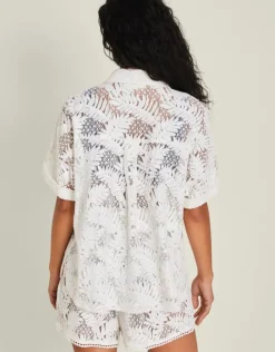 Accessorize Short Sleeve Lacy Palm Shirt Ivory