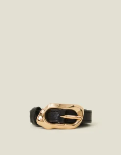 Accessorize Skinny Molten Buckle Belt Black