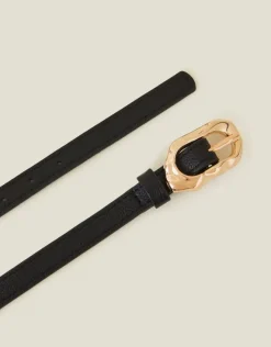 Accessorize Skinny Molten Buckle Belt Black