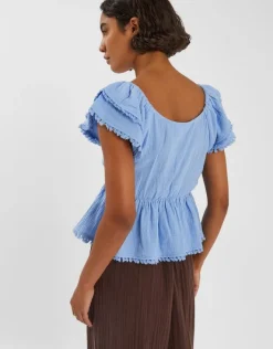 Accessorize Sleeveless Frilly Tassel Top Blue