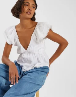 Accessorize Sleeveless Frilly Tassel Top White