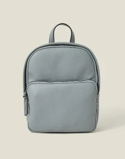 Accessorize Small Plain Faux Leather Backpack Blue