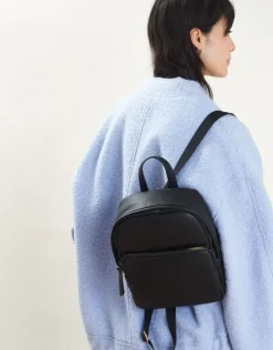 Accessorize Small Plain Faux Leather Backpack Black