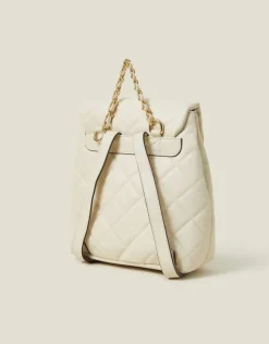 Accessorize Small Quilted Faux Leather Backpack Cream
