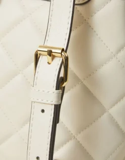 Accessorize Small Quilted Faux Leather Backpack Cream