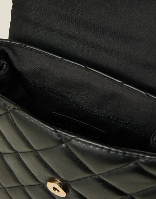 Accessorize Small Quilted Faux Leather Backpack Black