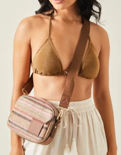 Accessorize Small Stripe Raffia Cross-Body Bag