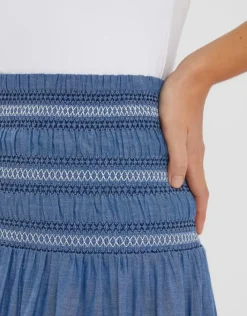 Accessorize Smock Tiered Maxi Skirt Blue