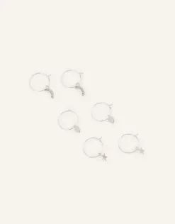 Accessorize Star and Moon Hoop Earring Set of Three