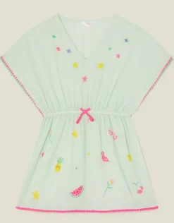 Accessorize Star Embroidered Kaftan Green