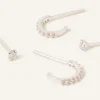 Accessorize Sterling Silver Sparkle Hoops and Studs Set of Two