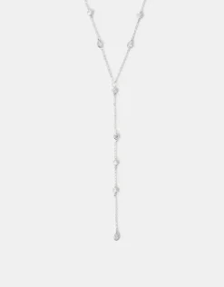 Accessorize Sterling Silver-Plated Diamant&eacute; Lariat Necklace