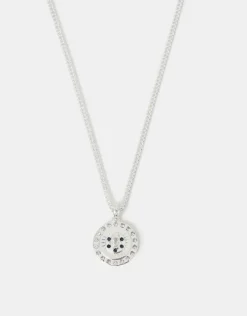 Accessorize Sterling Silver-Plated Diamante Disc Pendant Necklace