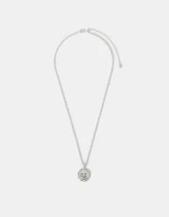 Accessorize Sterling Silver-Plated Diamante Disc Pendant Necklace