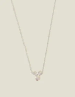 Accessorize Sterling Silver-Plated Diamante Flower Necklace