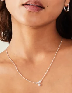 Accessorize Sterling Silver-Plated Diamante Flower Necklace