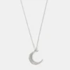Accessorize Sterling Silver-Plated Sparkle Moon Pendant Necklace
