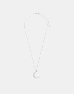Accessorize Sterling Silver-Plated Sparkle Moon Pendant Necklace