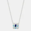 Accessorize Sterling Silver-Plated Stone Square Pendant Necklace