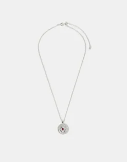 Accessorize Sterling Silver-Plated Stone Coin Pendant Necklace