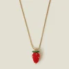 Accessorize Strawberry Beaded Pendant Necklace