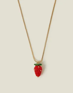 Accessorize Strawberry Beaded Pendant Necklace
