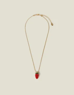 Accessorize Strawberry Beaded Pendant Necklace