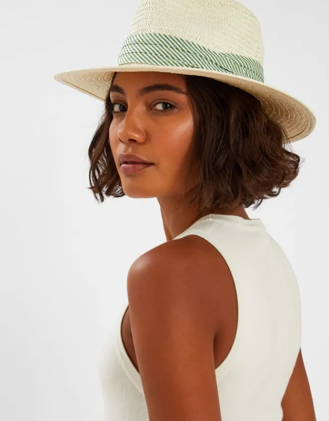 Accessorize Stripe Band Fedora Hat