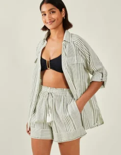 Accessorize Stripe Beach Shirt Green