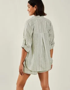Accessorize Stripe Beach Shirt Green