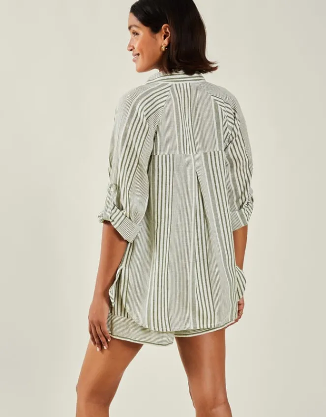 Accessorize Stripe Beach Shirt Green