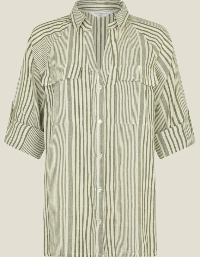 Accessorize Stripe Beach Shirt Green