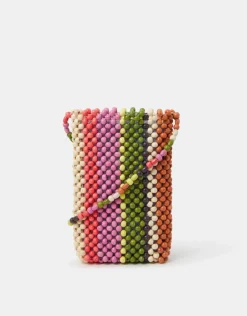 Accessorize Stripe Beaded Phone Bag
