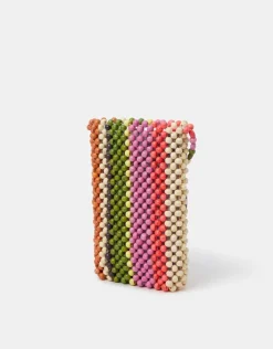 Accessorize Stripe Beaded Phone Bag