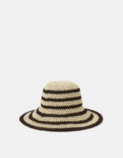 Accessorize Stripe Raffia Bucket Hat