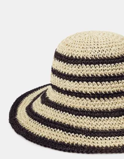 Accessorize Stripe Raffia Bucket Hat