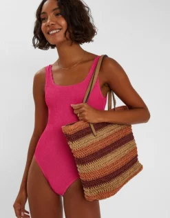 Accessorize Stripe Raffia Shoulder Bag