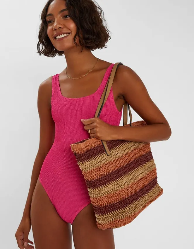 Accessorize Stripe Raffia Shoulder Bag