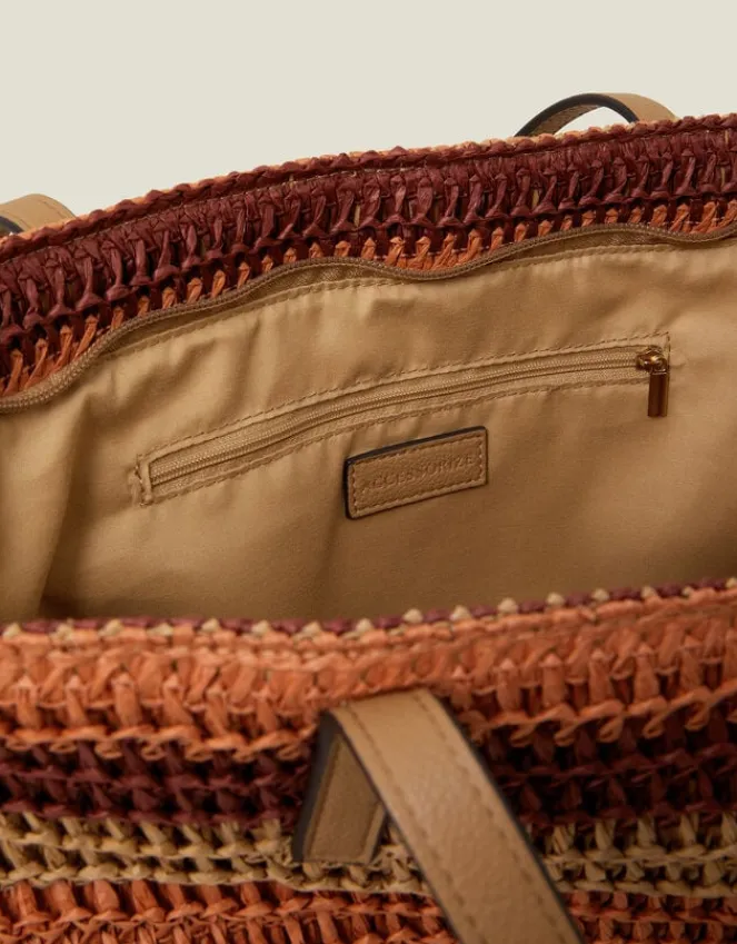 Accessorize Stripe Raffia Shoulder Bag