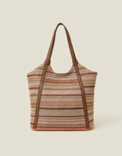 Accessorize Stripe Raffia Shoulder Bag