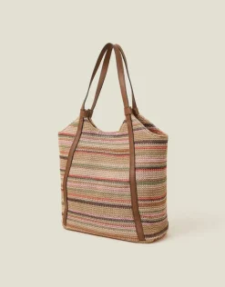 Accessorize Stripe Raffia Shoulder Bag
