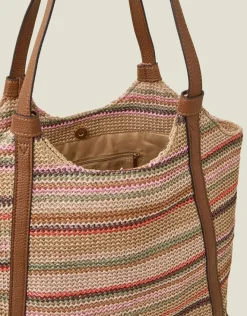 Accessorize Stripe Raffia Shoulder Bag