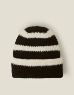 Accessorize Stripe Rib Knit Beanie Hat