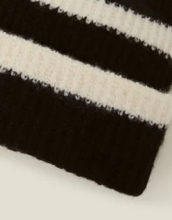 Accessorize Stripe Rib Knit Beanie Hat